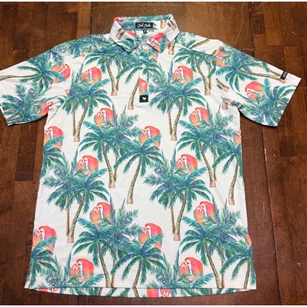 2 Bad Birdie Polo Golf Shirts Men Small Tropical Safari Animal Print 2pc Bundle - Picture 4 of 16